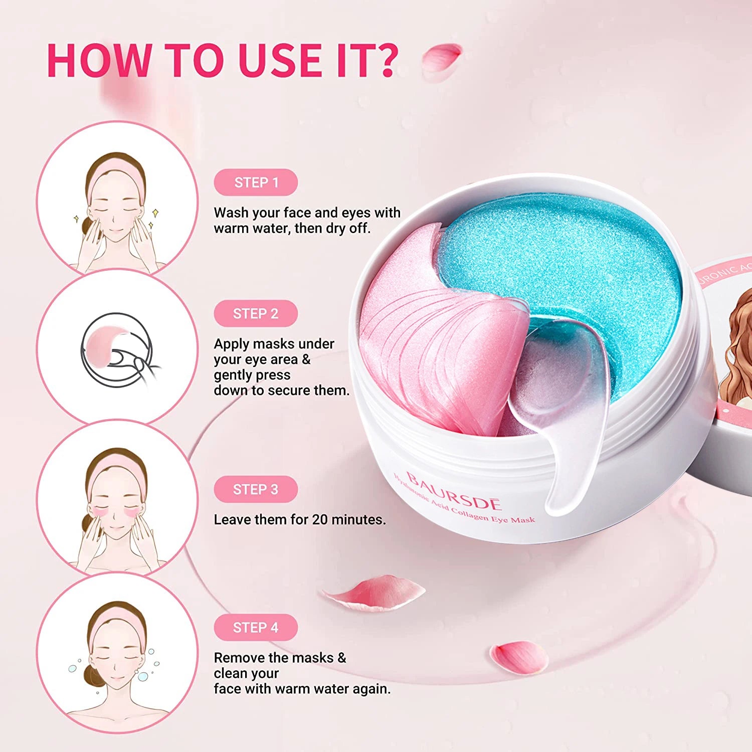 Cherry Blossom & Collagen Under Eye Patches – 30 Pairs Under Eye Mask Oasis Select