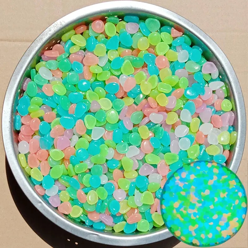 200Pcs Glow in the Dark Pebbles – Garden, Aquarium & Patio Decorative Garden Pebbles Oasis Select Colorful 1cm