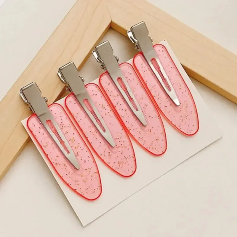 4pcs No Bend Seamless Hair Clips Side Bangs Fix Fringe Barrette Makeup Washing Face Accessories Women Girls Styling Hair Pins Oasis Select Transparent pink 4