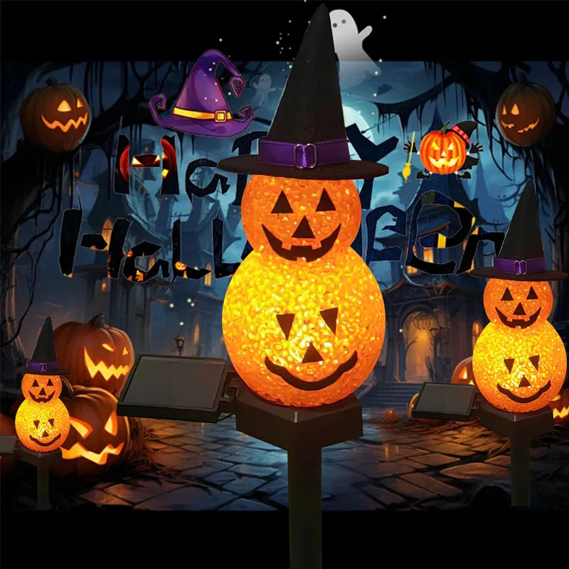 Solar-powered Halloween Pumpkin Land Plug-in Resin Lamp, Festive Atmosphere Lawn Lamp, Ghost Festival Party Decorative Lamp Oasis Select