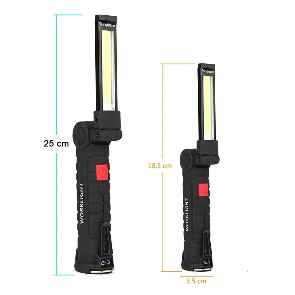 USB Rechargeable COB LED Work Light – Magnetic Foldable Torch