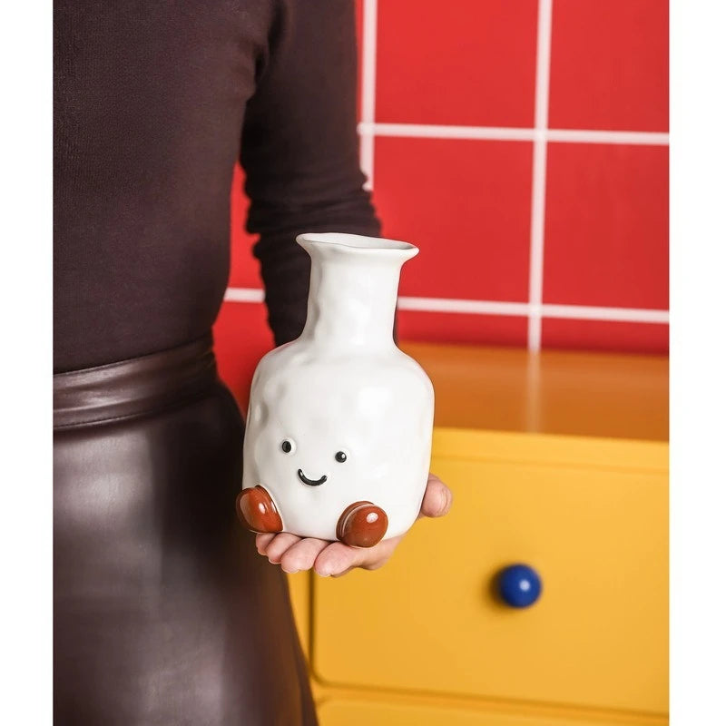 Cute Smiling Face Vase Creative Decorative Item for Home Living Room Table Dried Flowers Flower Arrangement Fresh Flowers Oasis Select