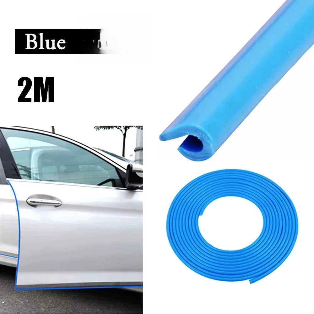 1/2/3pcs Door Anti-Collision Strip Car Door Border Scratching Anti-Collision Hood Protection Strip Door For General Purpose Oasis Select 1pcs Blue-2m