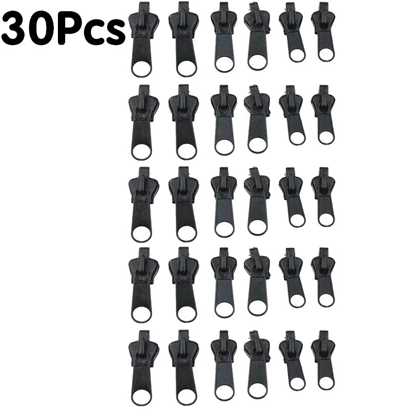 6-30Pcs New Instant Zipper Universal Instant Fix Zipper Repair Kit Replacement Zip Slider Teeth Rescue New Design for DIY Sew Oasis Select 30pcs Black
