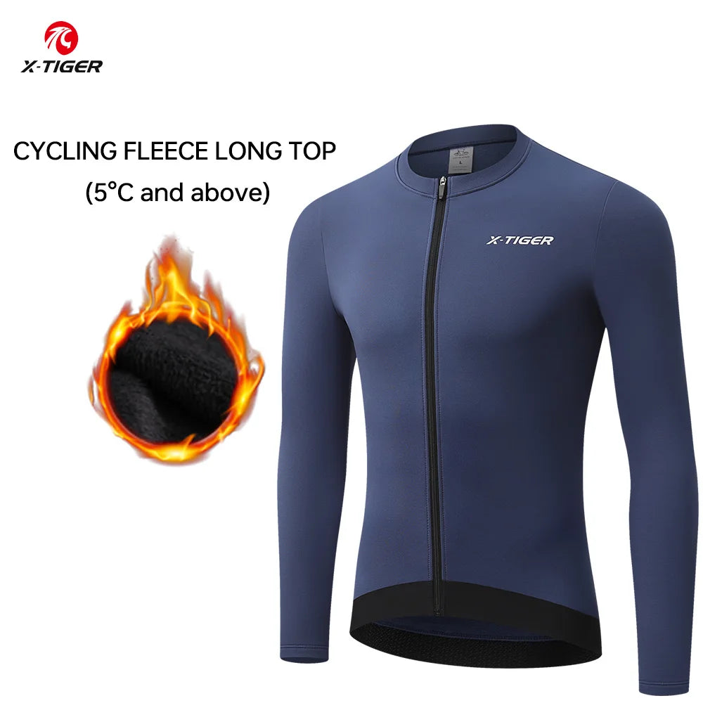 X-TIGER Winter Warm Men's Cycling Jersey Fleece Bicycle Warm Jacket Road MTB Clothes Multicolor Bicycle clothing Oasis Select XM-ZY-38002 M