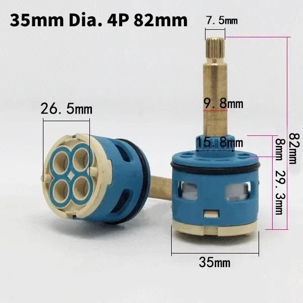 1PC Watersaving Replacement Ceramic Spool Shower Room Faucet Water Mixer Tap Cartridge Replace Valve Kitchen Bathroom Accessory Oasis Select 35mm Dia. 4P 82mm