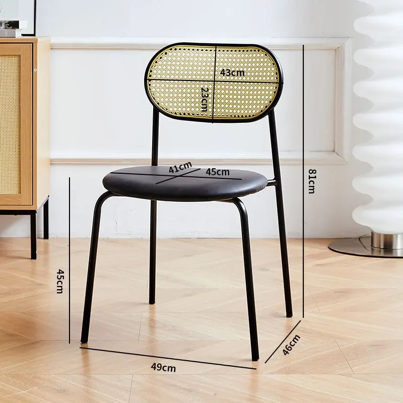 Household rattan dining chair B & B Hotel Cafe Rattan chair Internet celebrity back chair Milk tea shop Leisure rattan chair Oasis Select Mihuangteng-C