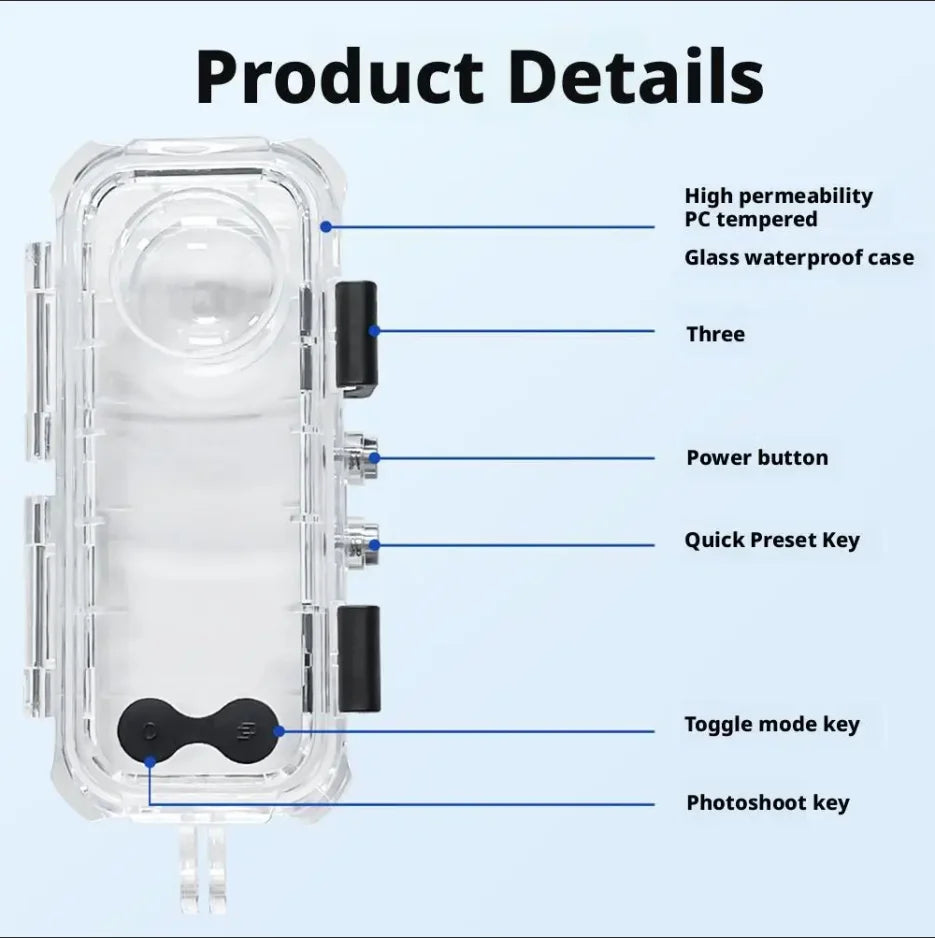 Insta360 X5/X4/X3 Invisible Dive Case | 60M Waterproof Housing