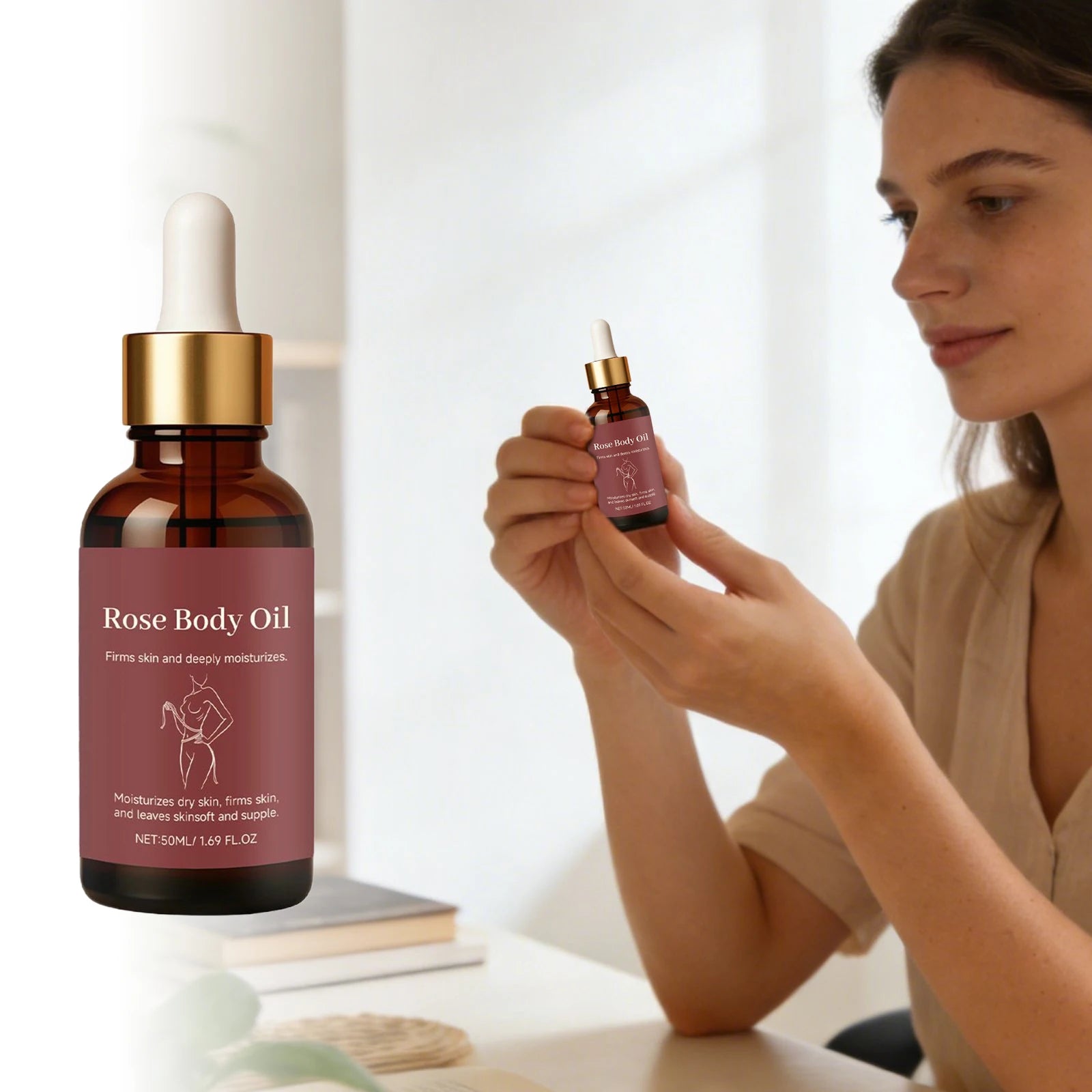 Rose Body Essential Oil Smoothing Skins Improving Skin State Deeply Nourishing Lasting Moisturizing Flower Fragrance Body Serum Oasis Select