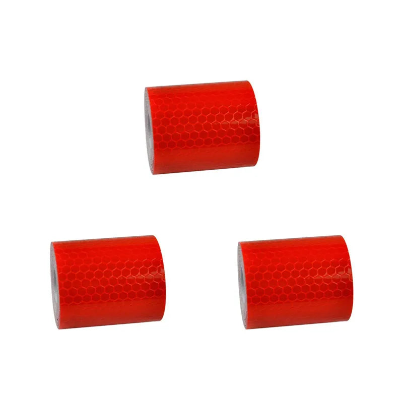 1/2/3pcs Car Reflective Tape Decor Decals Car Warning Safety Reflectante Tape Film Car Reflector Sticker Car Access Exterior 1M Oasis Select 3pcs-1M-red