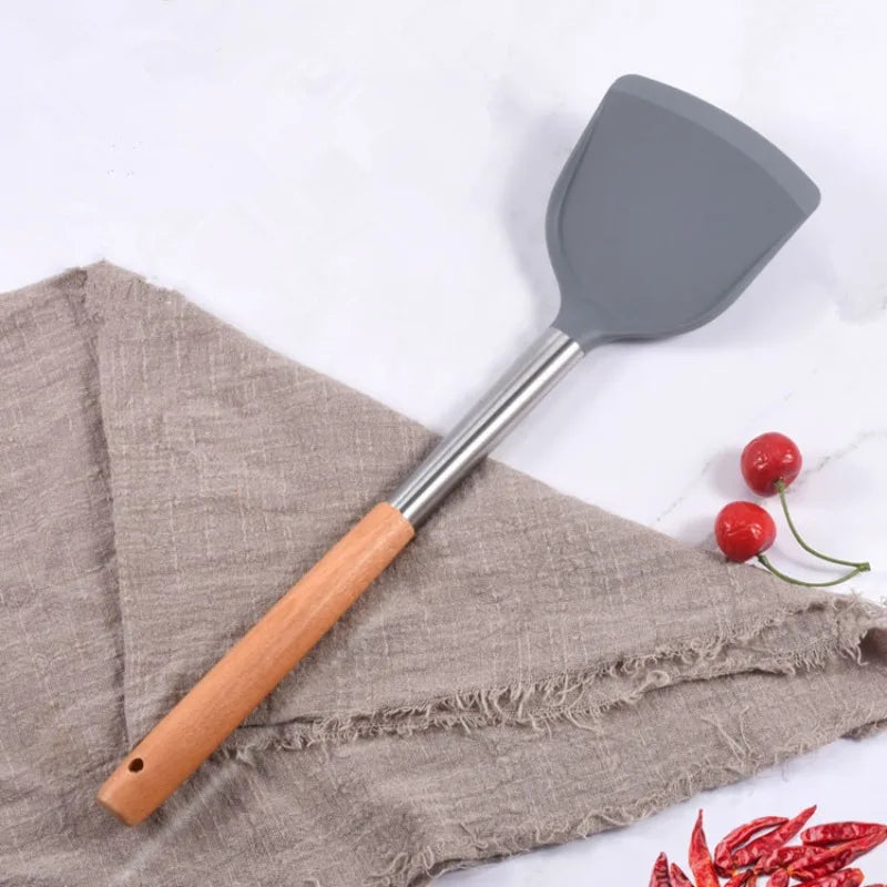 Stir-fry Silicone Spatula Non Stick Pan Household High Temperature Resistant Long Handled Stir Fry Kitchen Utensils Pan Oasis Select