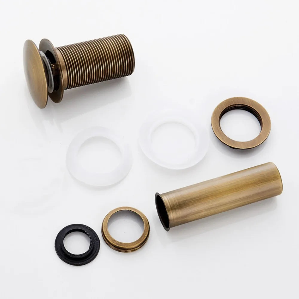 Brass Modern Round Bottle P trap 1 1/4, Sink Drain Pipe P trap Kit Antique with Pop up Drain Oasis Select
