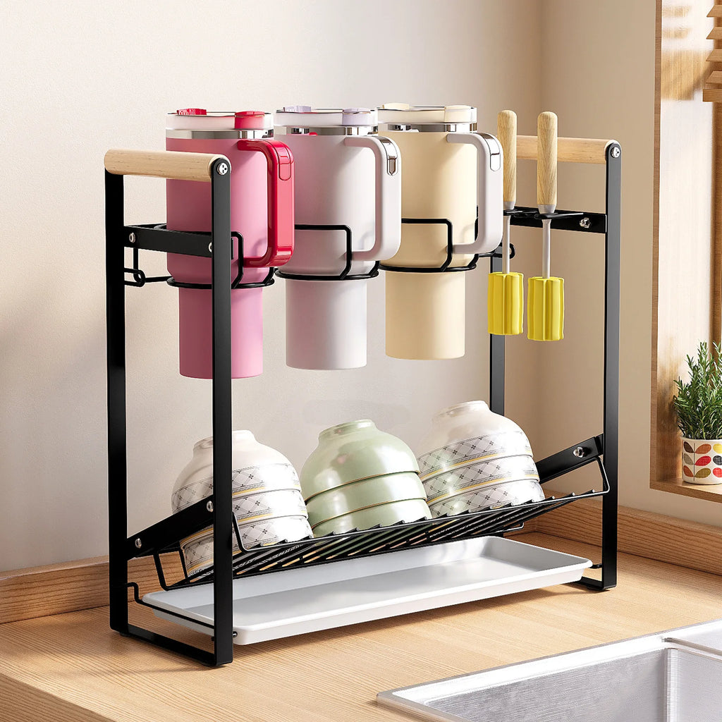 Bingba Cup Storage Rack Large Capacity Stanley Cup Rack Multifunctional Thermal Insulation Kettle Cold Water Cup Drain Rack Oasis Select