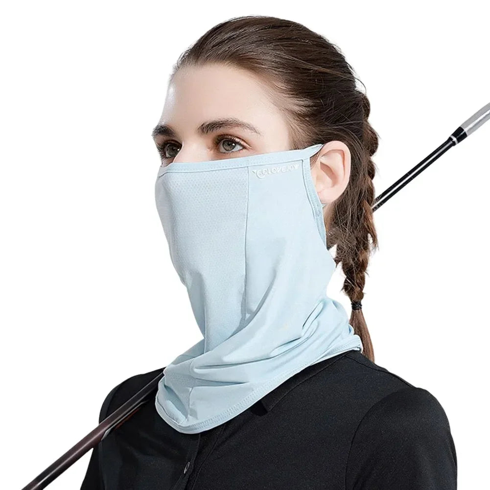 Cycling Face Mask Unisex Ice Silk Breathable Balaclava Ultraviolet Face Mask UV Blocking Military Bandana Multicam Gaiter Scarf Oasis Select Blue