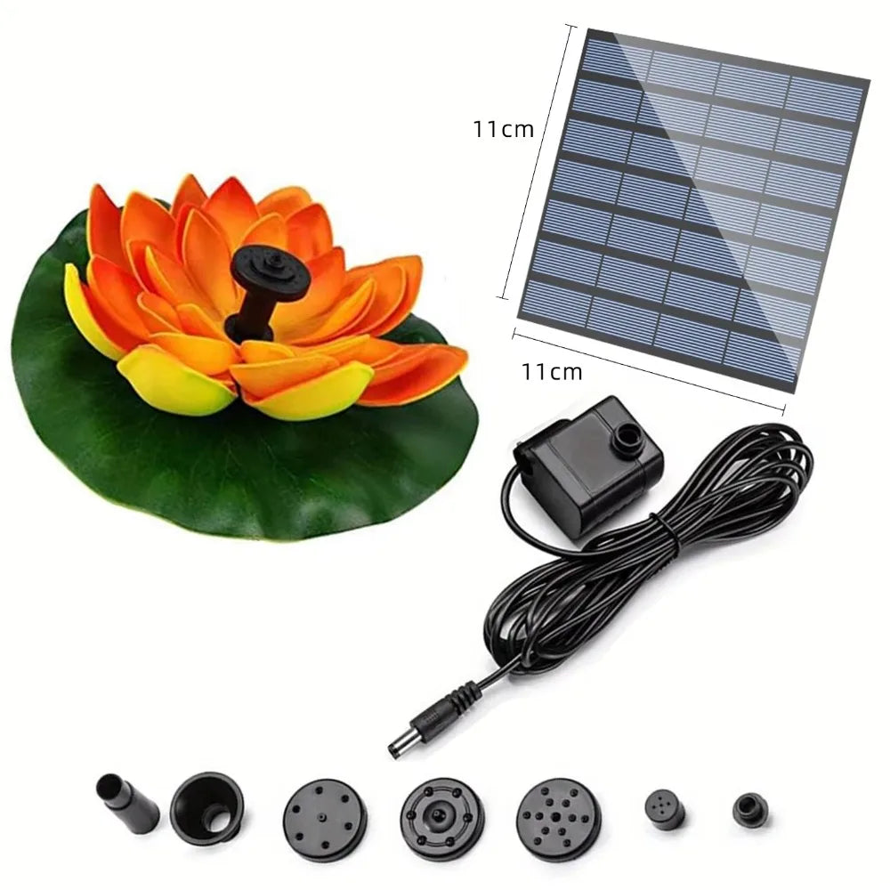 Solar Water Fountain,Floating Mini Lotus Water Pump/Pond Pump,Perfect DIY Pond Decoration DIY Bird Bath,1.2W Waterfall Fountain Oasis Select Orange