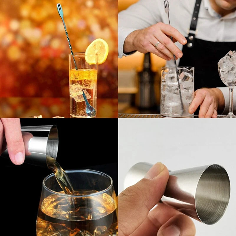 Stainless Steel Boston Mixer Set Bartending Kit Bar Tools With Cocktail Recipe, Pourer Muddler Jigger Oasis Select As Shown NONE