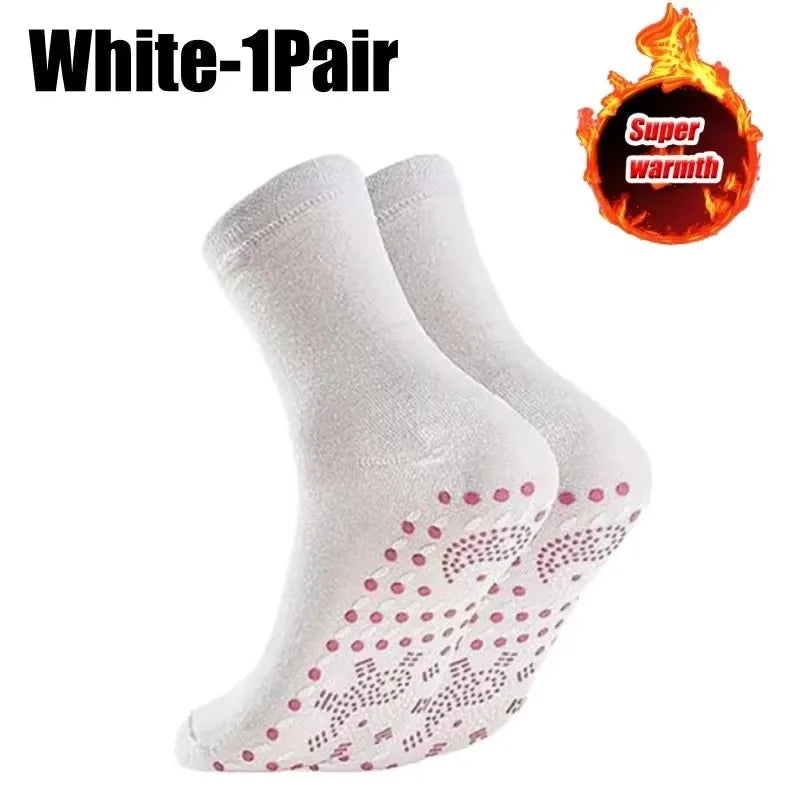1-10pairs Unisex Self Heated Health Care Warm Socks Tourmaline Magnetic Therapy Foot Sox Relief Pression Sports Thermal Sock Oasis Select 1pair-white One Size
