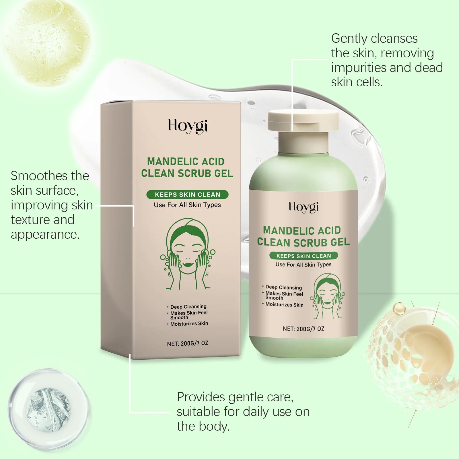 Body Exfoliating Gel, Deeply Cleanses & Moisturizes, Gently Removes Dead Skin, Clears Pores For Smoother Skin Oasis Select