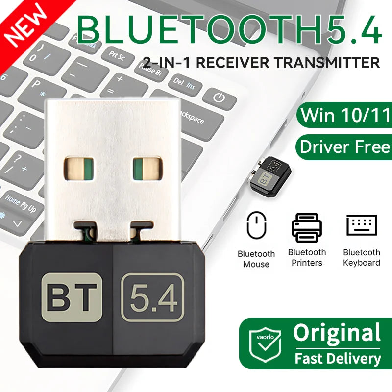 USB Bluetooth 5.4 Adapter Audio Dongle Adapter Mini USB Wireless Receiver/Transmitter For PC/Laptop Driver Free For Win10/11 Oasis Select