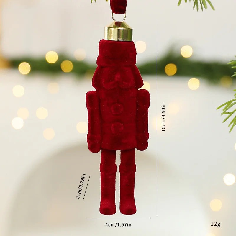 Flocked Nutcracker Soldier Christmas Tree Hanging Ornament