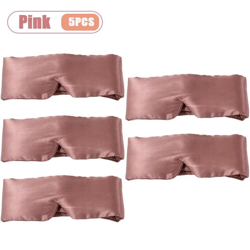 1-10PCS Silk Feel Sleep Mask Embroidered Floral Light Blocking Eye Cover for Women Men Travel Midday Nap Home Weighted Oasis Select Pink-5PCS