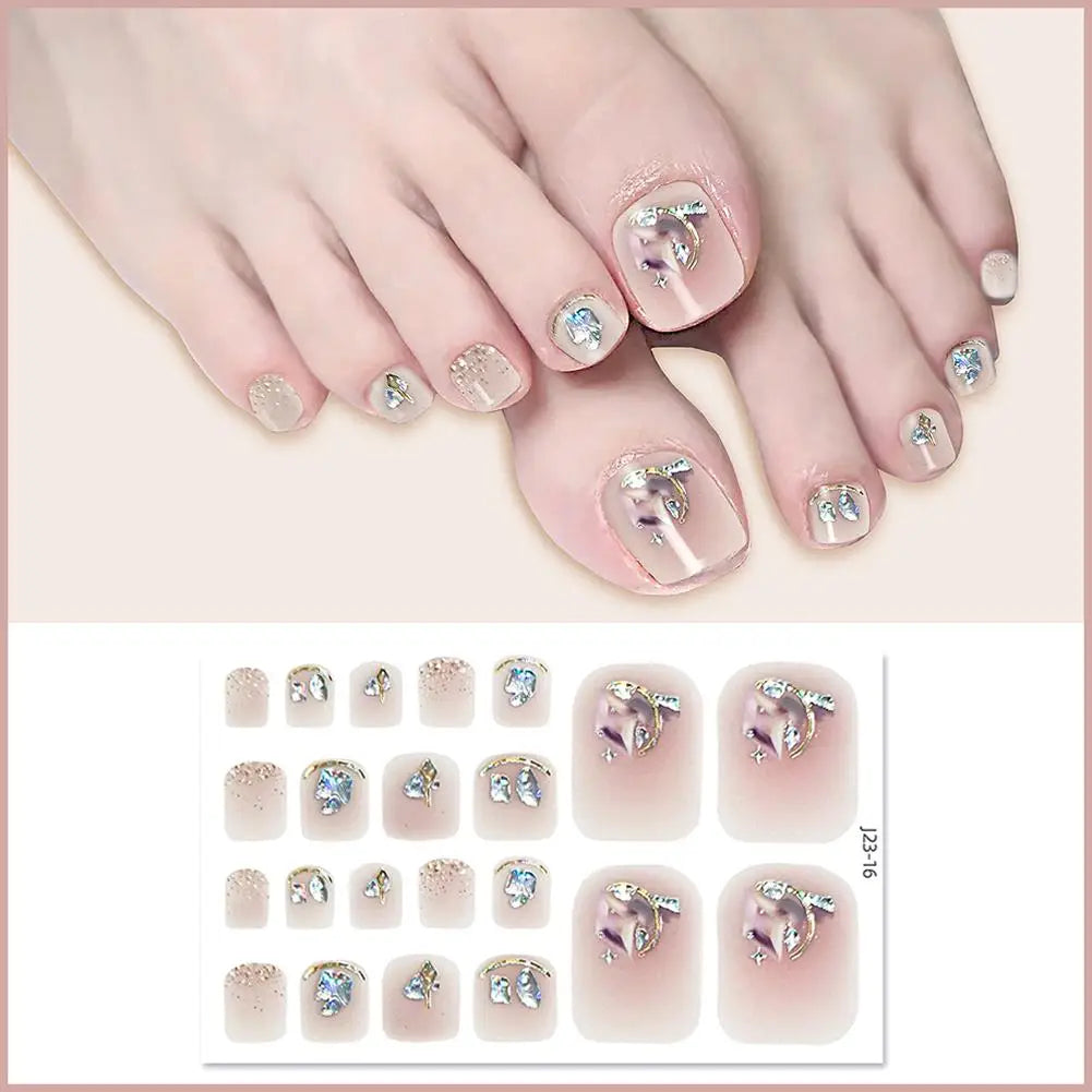 22-Pc Glitter Toe Nail Stickers – French Toenail Wraps Nail Art Stickers Oasis Select 15