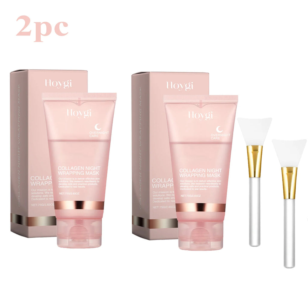 Collagen Overnight Wrapping Peel Off Facial Mask Set Korean Collagen Night Wrapping Mask Deeply Hydrates Night Care Mask Cream Oasis Select 2set