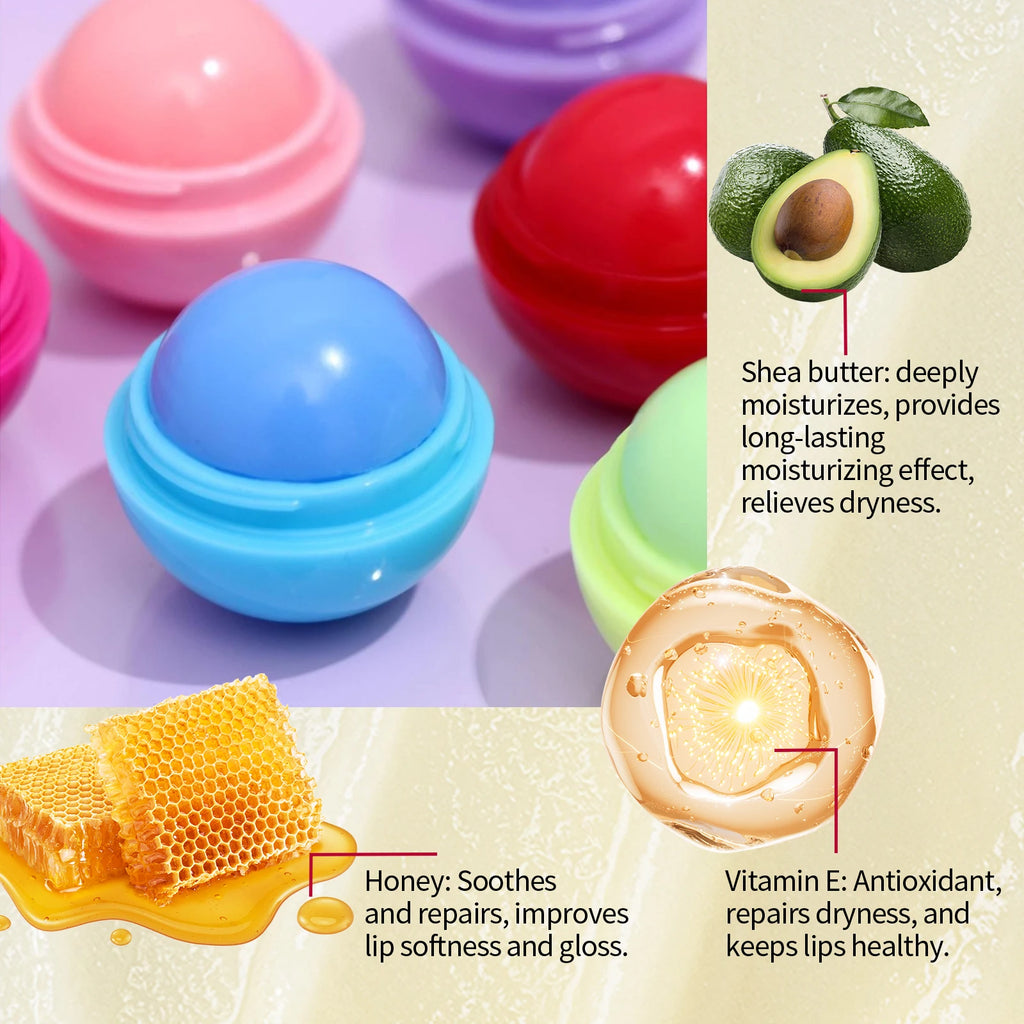 Eelhope Fruity Lip Balm Flavor Smooth Ball Lip Balm Deep Moisturizing Non Greasy Safe for Sensitive Skin Lip Care All Seasons Oasis Select