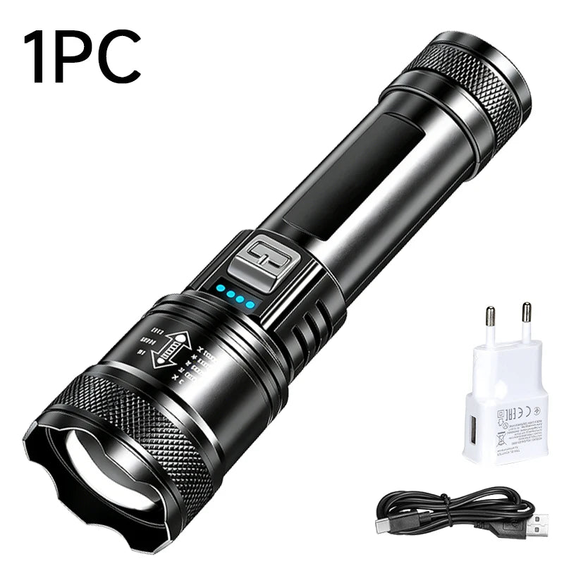 Tactical LED Flashlight 2000LM Zoom Torch | USB Rechargeable