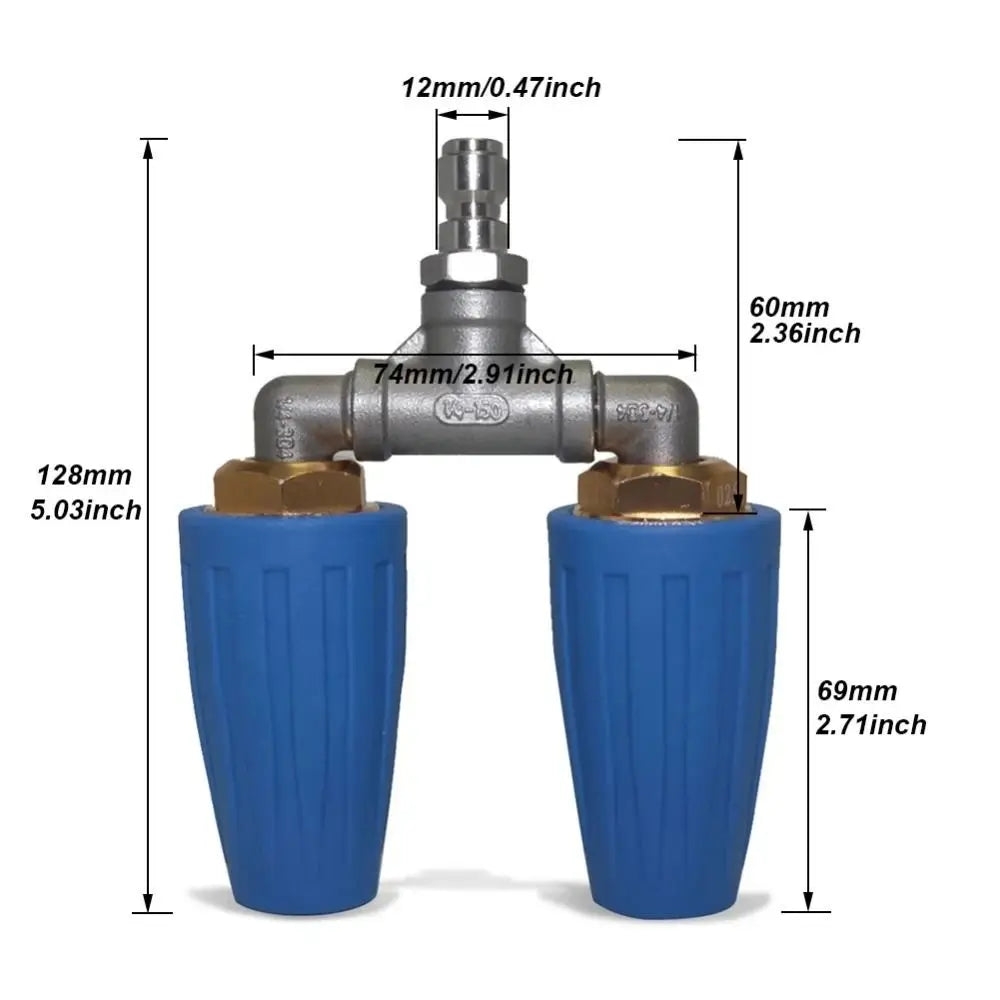 360°Rotating Dual Turbo Nozzle Pressure Washer 1/4" Quick Connector 2.0 Orifice Twin Turbo Nozzle 4000 PSI Stainless Steel Oasis Select