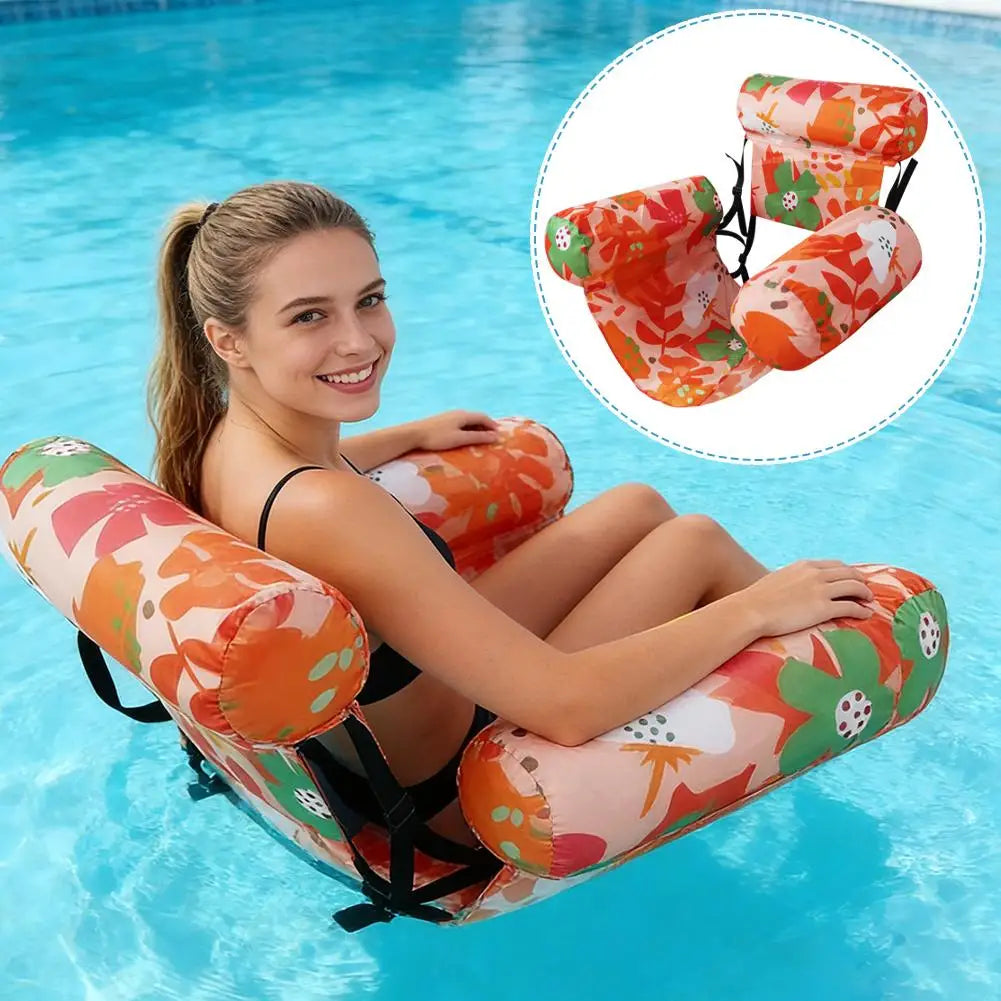 Portable Foldable Inflatable Water Hammock, Comfortable Pool Lounge Chair, Heavy-Duty Floating Recliner Bed for Adults Swimming Oasis Select