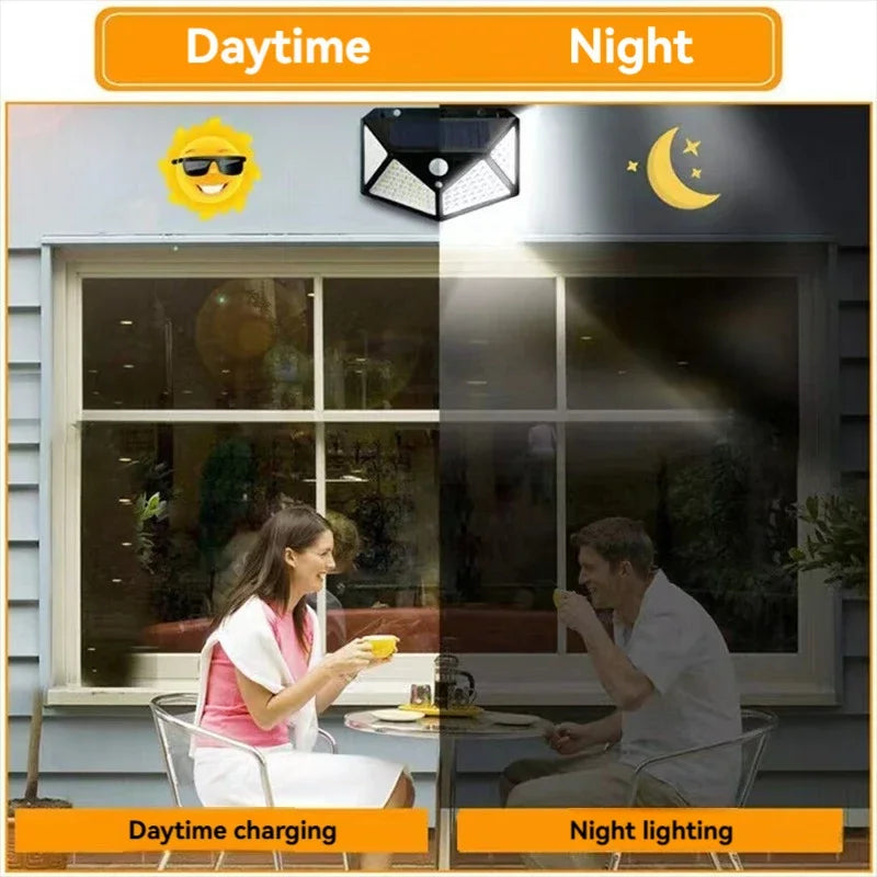 100 LED Solar Wall Light – PIR Motion Sensor Outdoor Garden Lamp