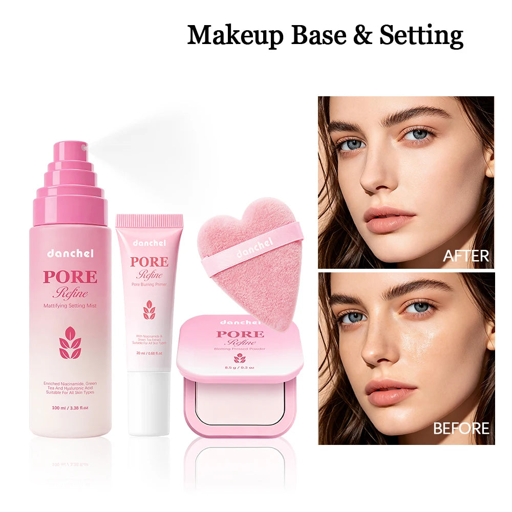 4-Piece Matte Makeup Set – Primer, Setting Spray & Powder Kit Makeup Bundle Set Oasis Select