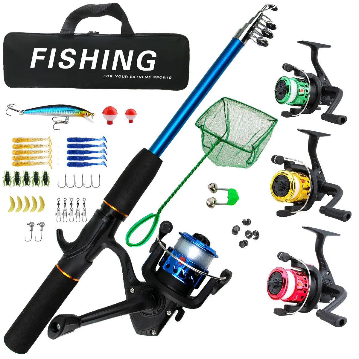 Fishing rod full routine, sub rod set, long-range sea fishing, gun handle, rod wheel, soft bait, fishing hook, line fishing gear Oasis Select