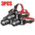 KDULIT Powerful LED Induction Headlamp Rotating Zoom USB Rechargeable Head Flashlight Outdoor Camping Fishing Headlight Oasis Select 3PCS