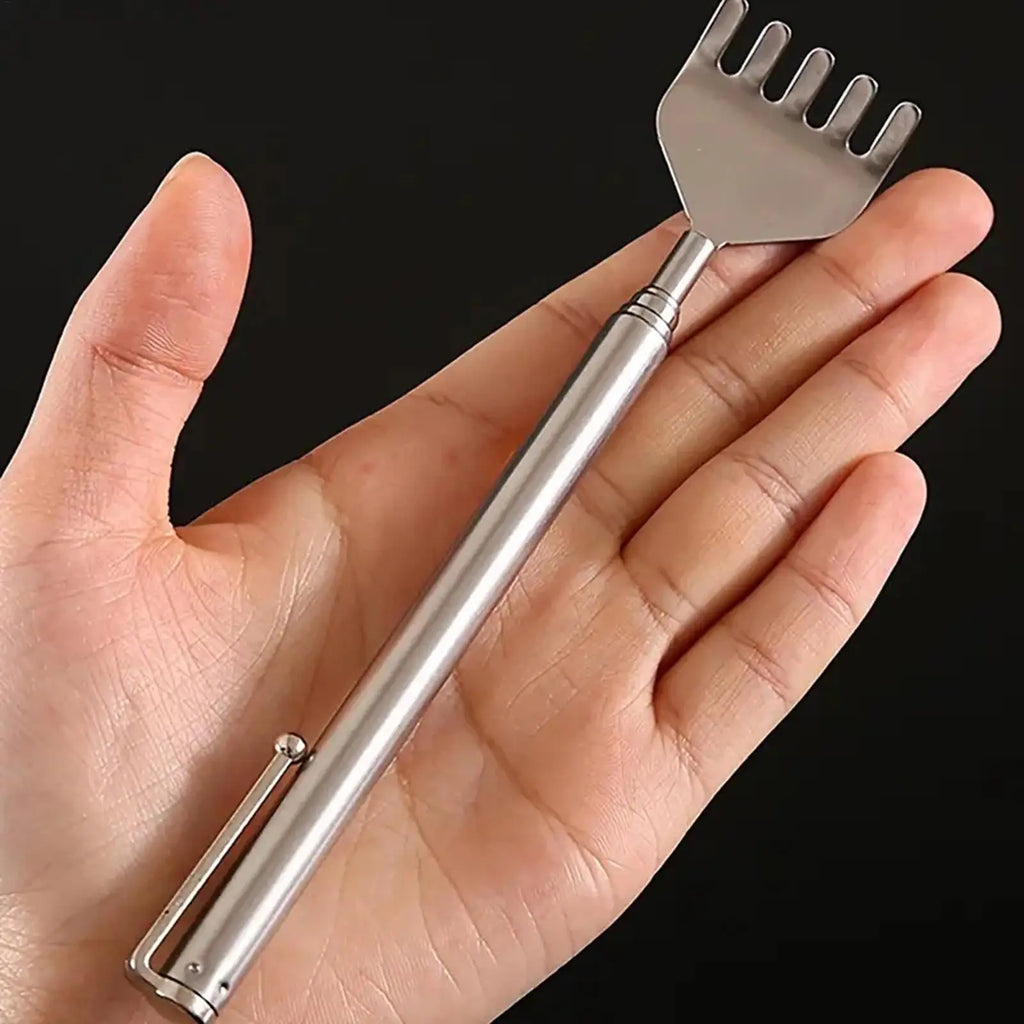 Telescopic Back Scratcher Stainless Steel extendable back scratching and massage tool for relaxation Includes pen clip design Oasis Select