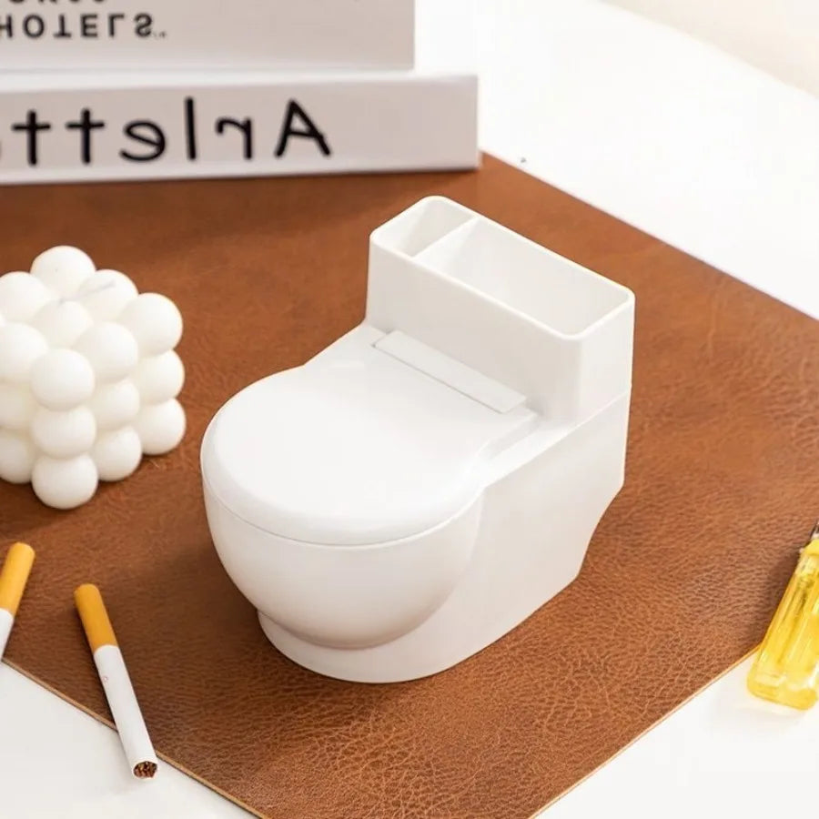 Creative Ashtray Toilet Shaped with Lid Bathroom Wall Mounted Detachable Ashtray Anti Drop Thick Desktop Ashtray Storage Box ﻿ Oasis Select