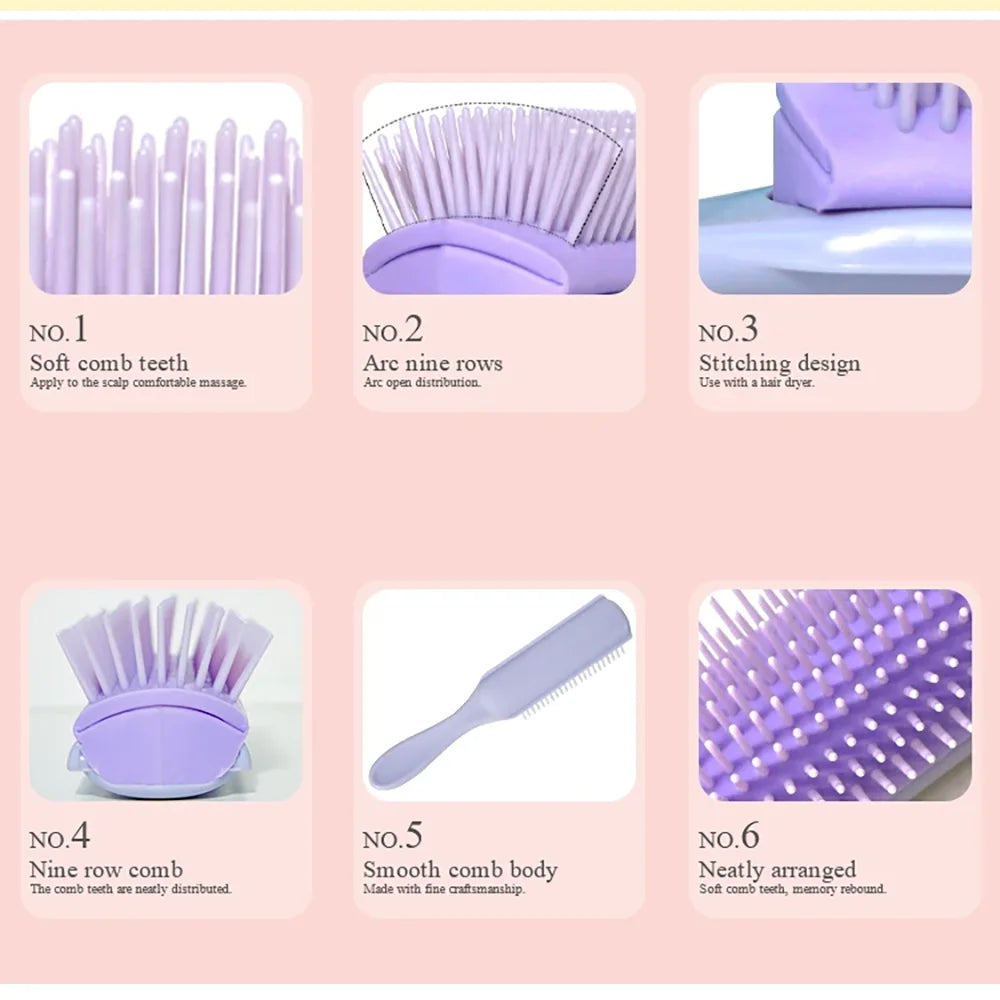 9-Row Detangling Hair Brush – Cushion Scalp Massage Comb Detangling Hair Brush Oasis Select