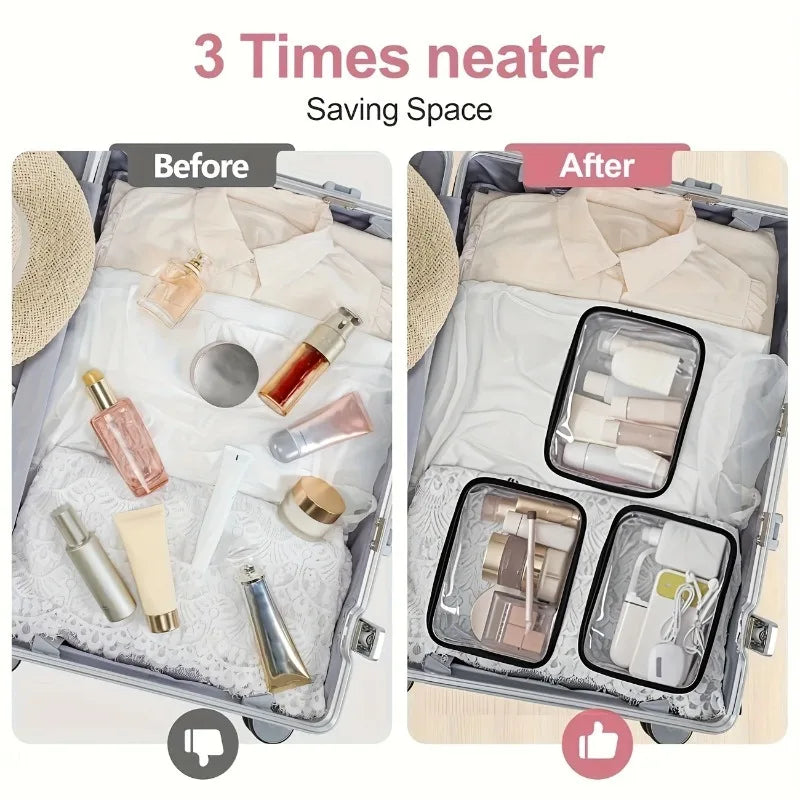 Large-capacity Travel Storage Bag Portable Cosmetic Bag Transparent Zipper Cosmetiquera Para Maquillaje Storage Bag Oasis Select
