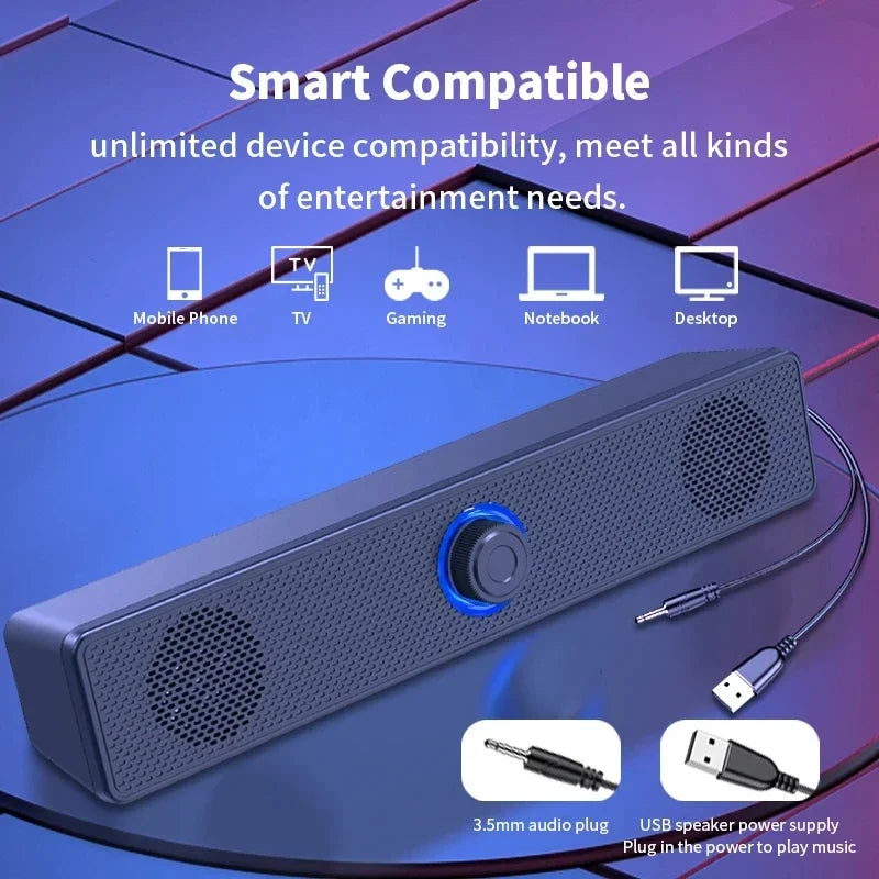 AyeBeau Bluetooth 5.3 Soundbar – PC, TV & Laptop Speaker