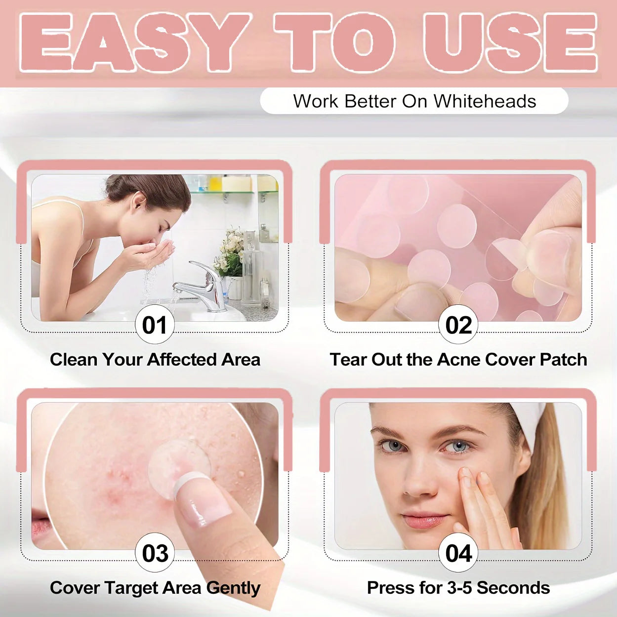 228/372pcs acne patches. Suitable for all kinds of light skin color, 24-hour protection, invisible coverage, non irritating, tea Oasis Select