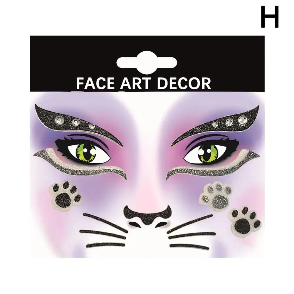 Halloween Theme Face Jewels Rhinestones Temporary Crystal Stickers Face Gems Self- Adhesive Glitter Jewel Tattoo Sticker Makeup Oasis Select H