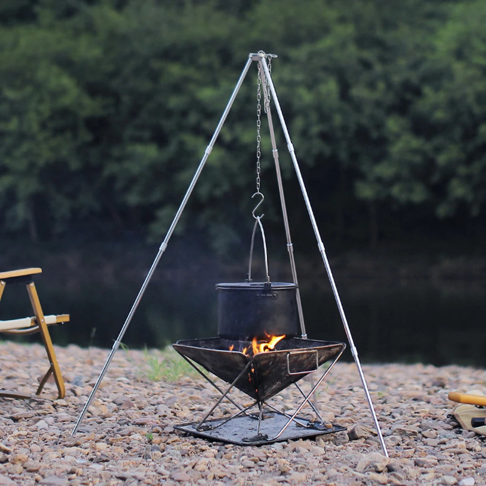 Camping Bonfire Tripod – Aluminum Alloy Detachable Stand Campfire Cooking Tripod Oasis Select