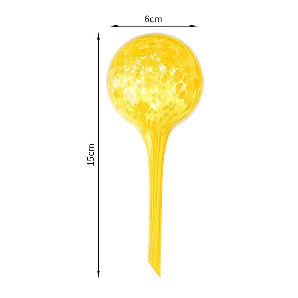 Glass Automatic Plant Watering Ball 100ml Bulb Shape Glass Auto Drip Irrigation System Colorful Automatic Watering Spike Oasis Select Yellow