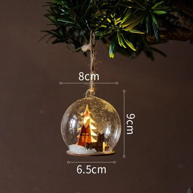 Luminous Lamp Hanging Decorations Christmas Ornaments Glass Lamp Balls Hanging Balls Santa Claus Reindeer Snowman Ornaments Oasis Select Santa Claus D