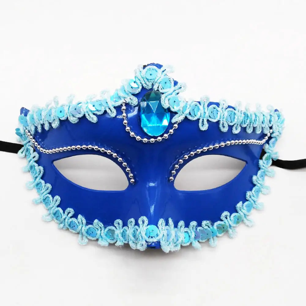 Dance Party Diamond Venetian Mask Feather Flower Wedding Carnival Performance Costume Sexy Lady Mask Masquerade Christmas Oasis Select Blue1
