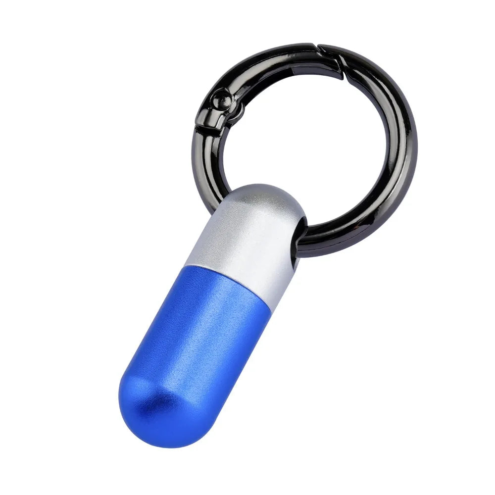 Sealed Design Pure Titanium Pill Box Keyring Attachment Ultra-light Weight Portable Pill Organizer Waterproof Anti-Rust Oasis Select Aluminum Blue