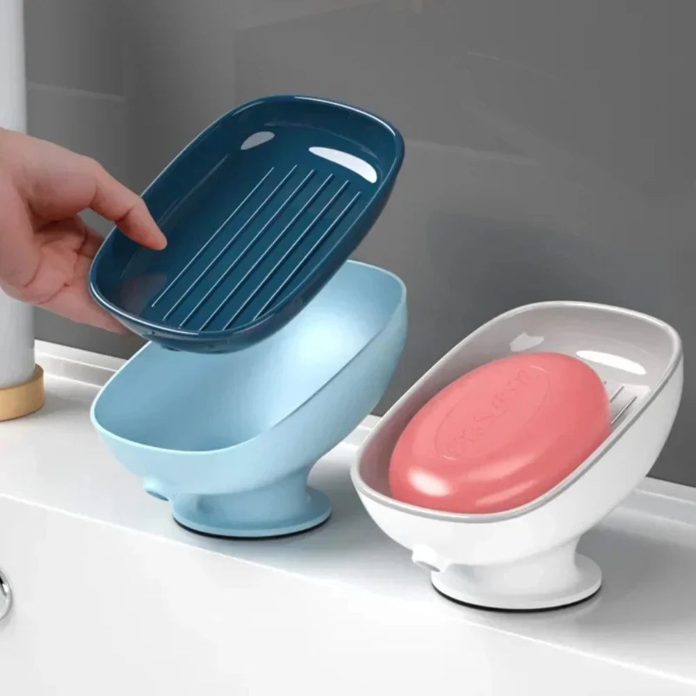 Soap Box Drain Free Punching Household Light Luxury Suction Cup SoapBox Toilet Countertop Soap Rack Bathroom Shelf Oasis Select