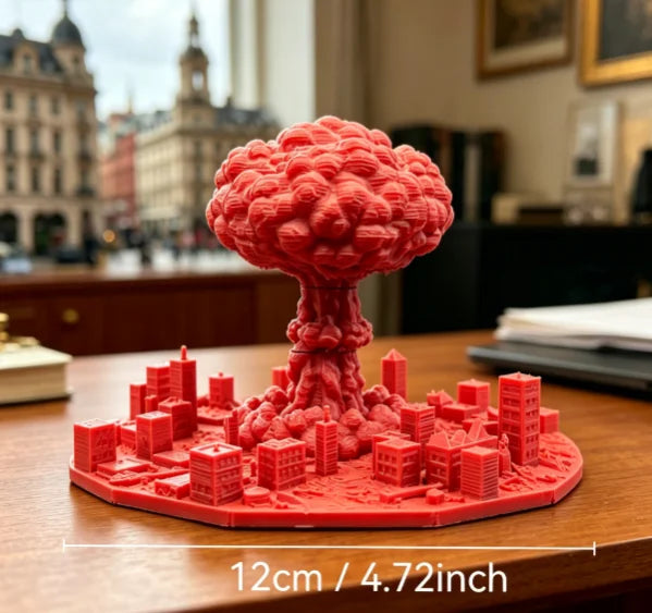 Sci-Fi Apocalypse Mini City Model 3D Printing Diorama Figurine Mini Statue Desktop Decor for Gamer Workstation Room Display Gift Oasis Select City red