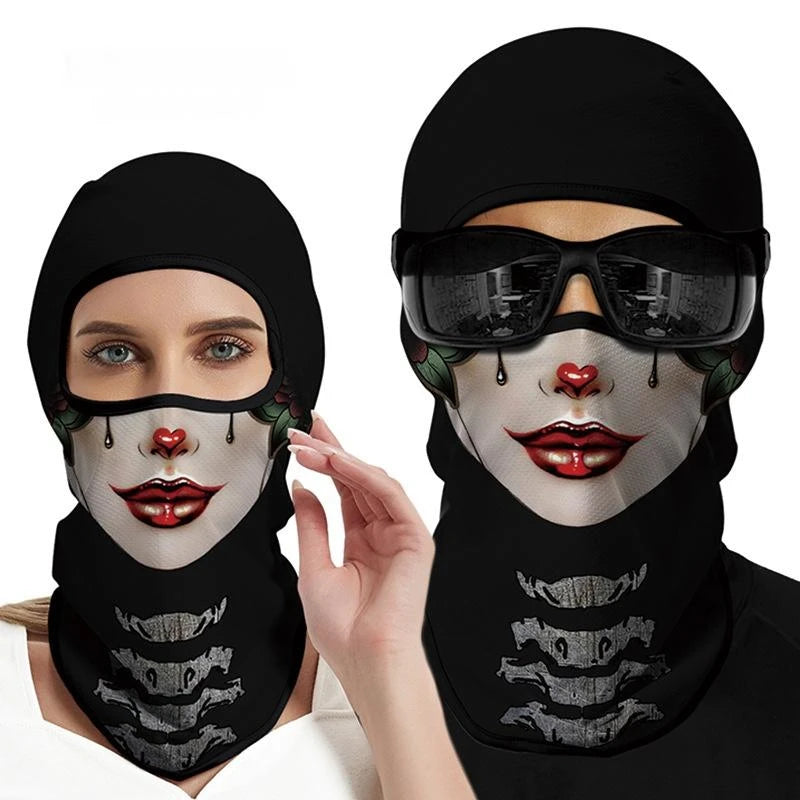 3D Funny Mask Motorcycle Face Cover Ski Mask Joker Skull Balaclava Headgear Outdoor Hiking Camping Neck Gaiter Bandana Scarf Men Oasis Select